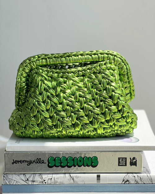 Grand Galactica Rectangular Open Handle Lime Green Clutch