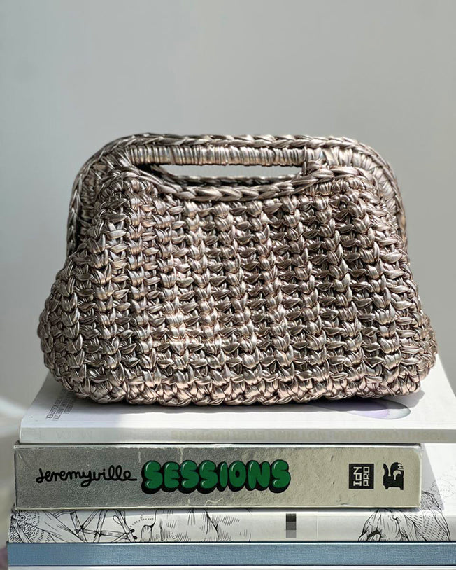 Grand Galactica Rectangular Open Handle Rose Gold Clutch