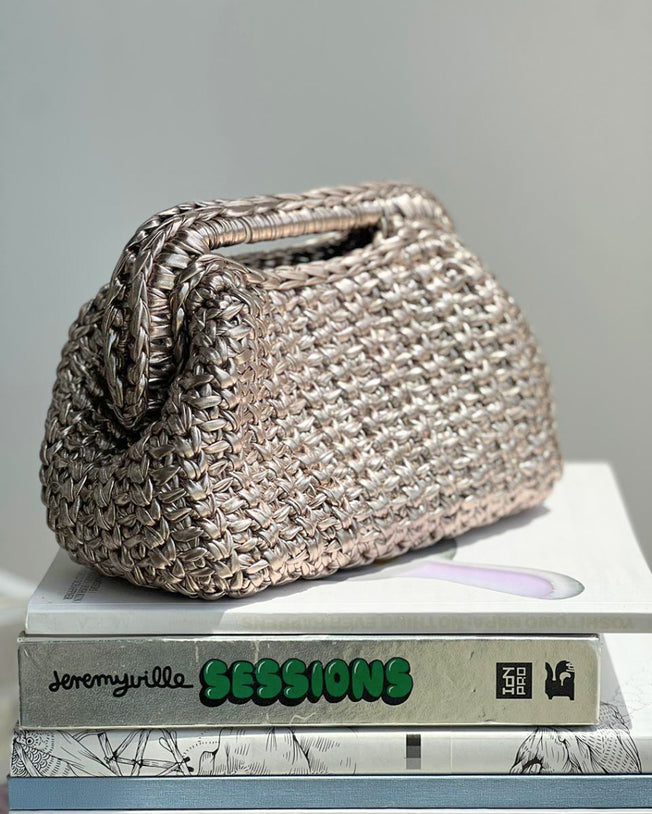 Grand Galactica Rectangular Open Handle Rose Gold Clutch
