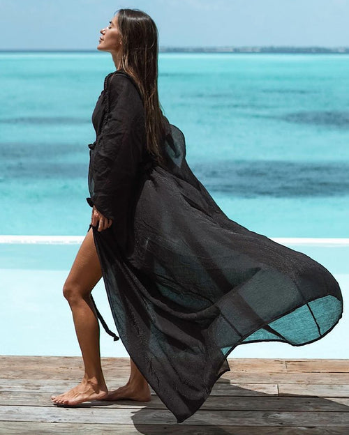 Handmade Luxurious Black Cleopatra Moon Maxi Dress