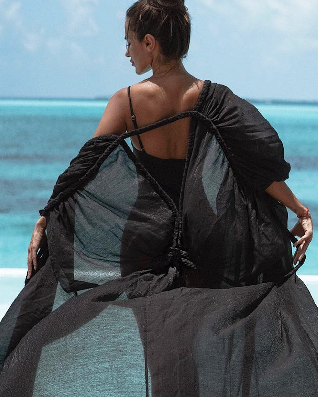 Handmade Luxurious Black Cleopatra Moon Maxi Dress