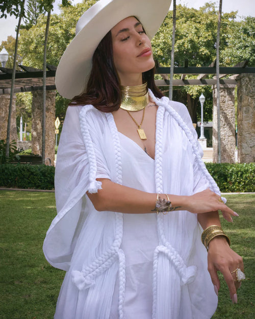 Handmade Luxurious Tunic Goddress Dress White
