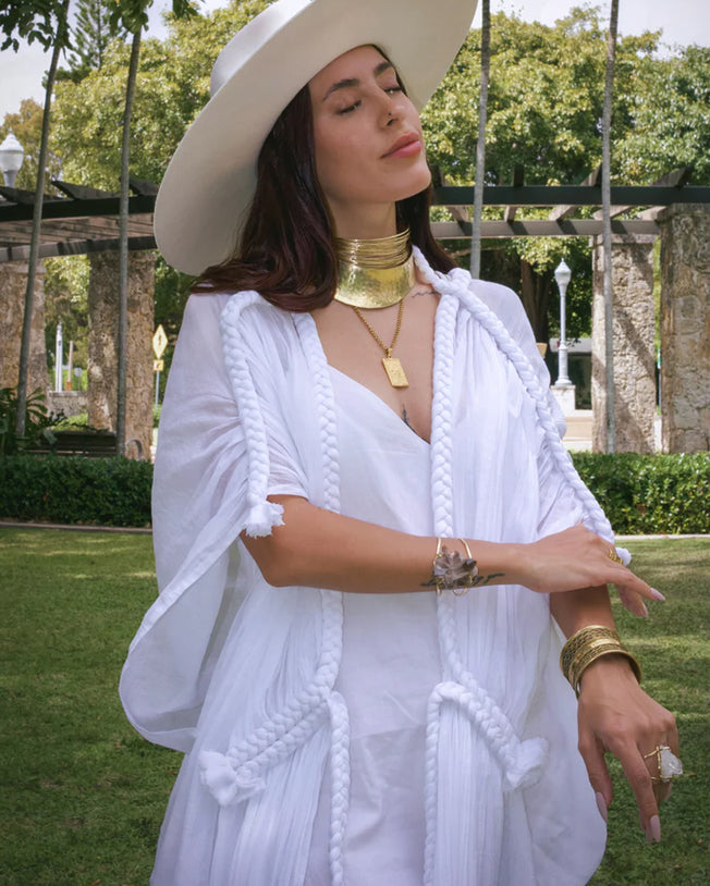 Handmade Luxurious Tunic Goddress Dress White