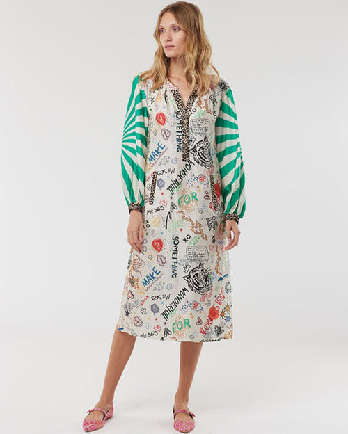 Hannah deep v-neck dress-grafitti