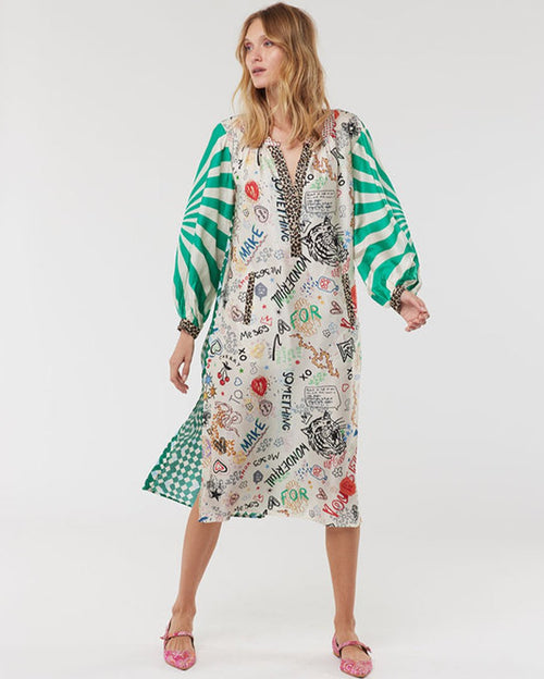 Hannah deep v-neck dress-grafitti