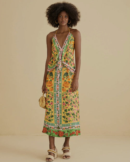 Ivy Flora Scarf Blouse & Midi Skirt Set