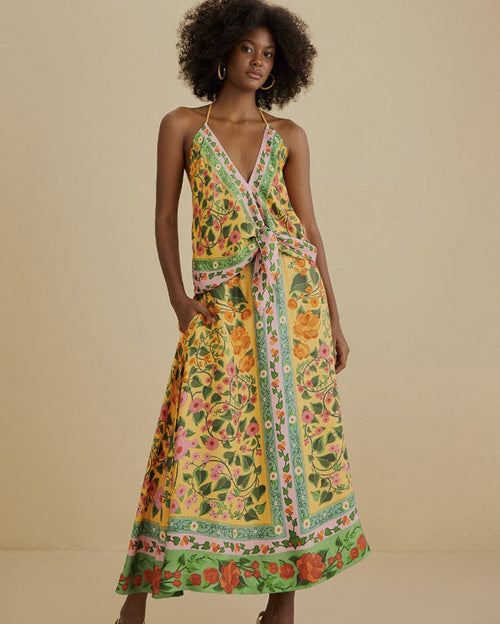 Ivy Flora Scarf Blouse & Midi Skirt Set