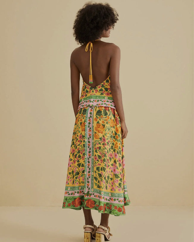 Ivy Flora Scarf Blouse & Midi Skirt Set