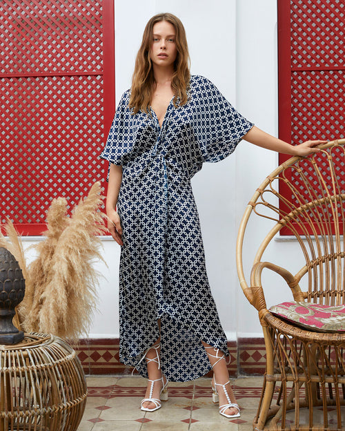 The Penelope Tunic in Infinity Blue Navy Silk