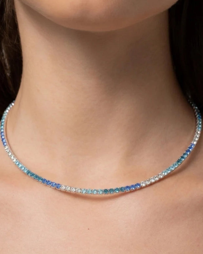 Inner Light Aqua SS Silver Choker
