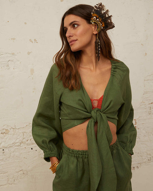 Island Days Top + Trousers Set - Rainforest Green