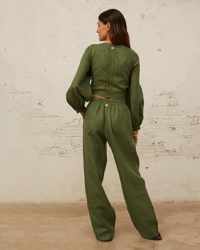 Island Days Top + Trousers Set - Rainforest Green