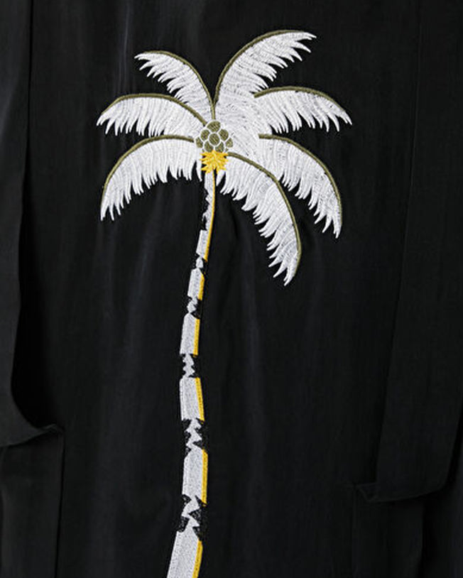 Jilda Alessi White Palma Tree Black Kimono