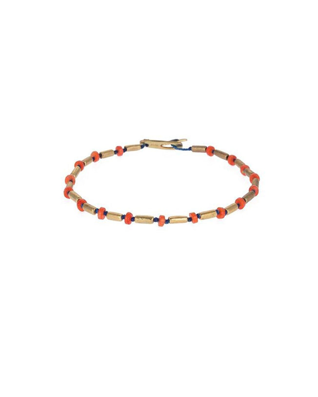 Juju cross anklets with gold and red beads details