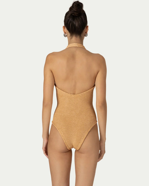 Julia Peach Lurex One-Piece Swimsuit