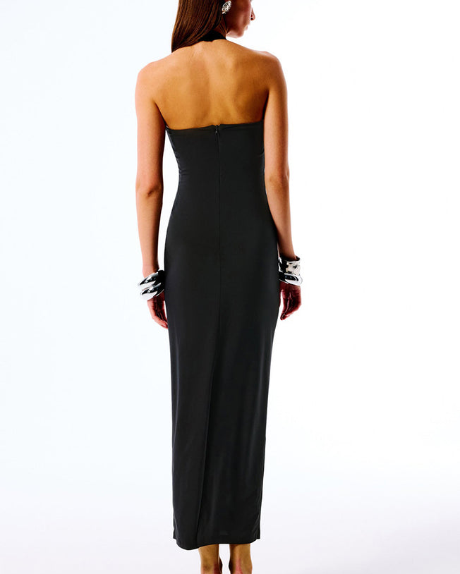Junie Cut-Out Draped Maxi Dress - Black