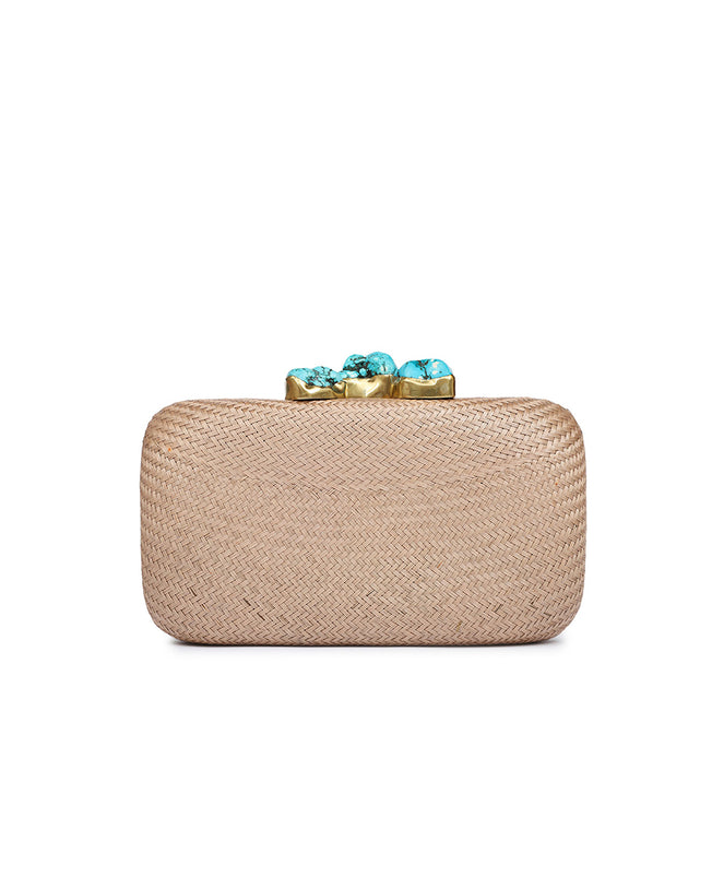 Kali Taupe Clutch with Aqua Stone