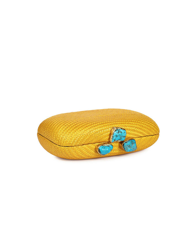 Kali Yellow Clutch with Aqua Stone