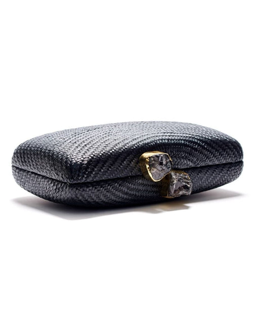 Kapre Black Clutch with Smokey Quartz Stone