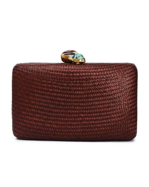 Kapre Chocolate Clutch with Turquoise & Murano Stone