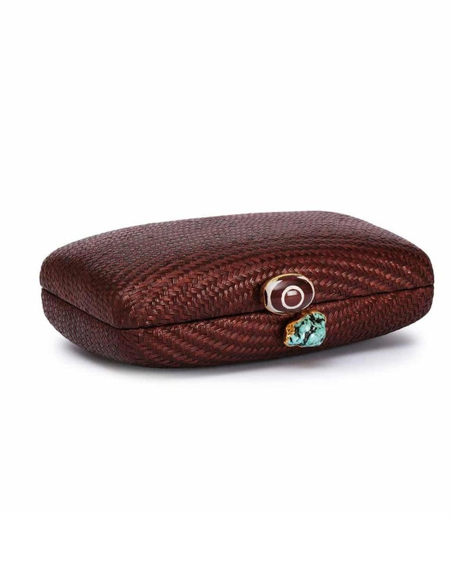 Kapre Chocolate Clutch with Turquoise & Murano Stone