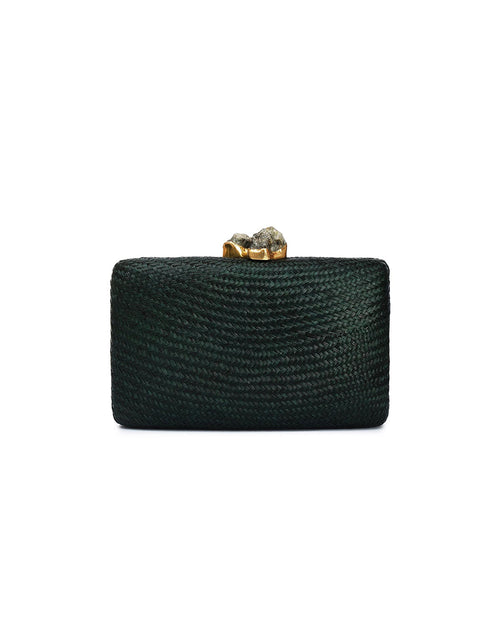 Kapre Dark Green Clutch with Green Quartz Stone