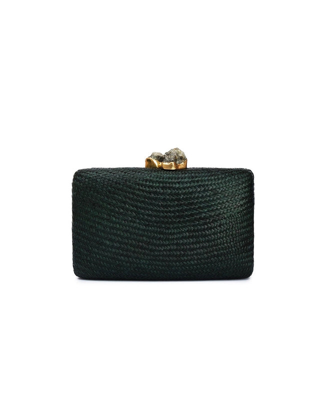 Kapre Dark Green Clutch with Green Quartz Stone