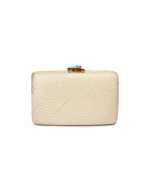 Kapre Natural Clutch with Coral & Turquoise Stones