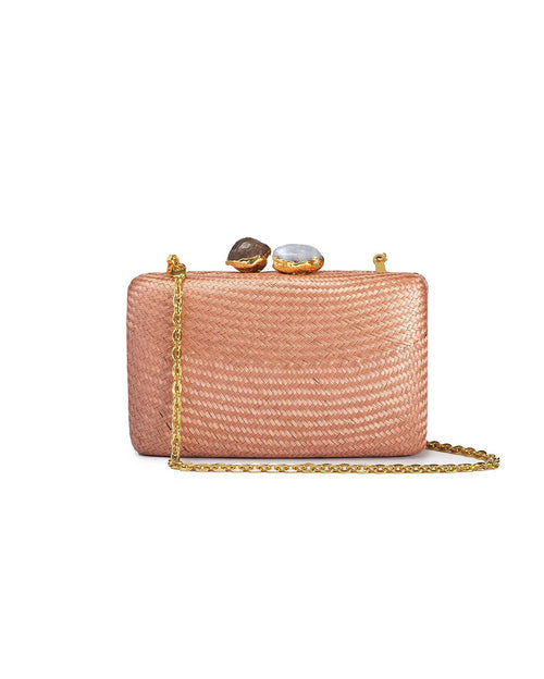 Kapre Tropical Peach Clutch with Agate Stone