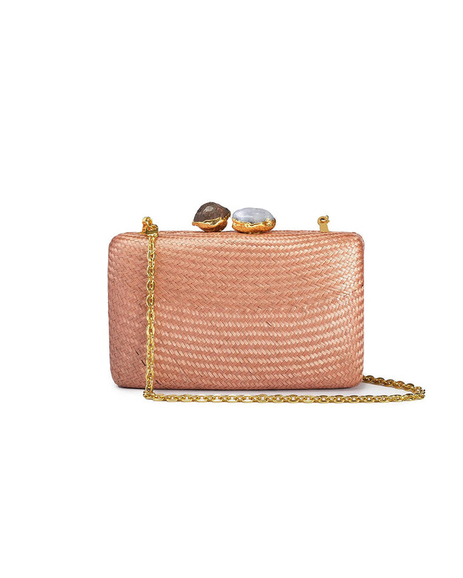 Kapre Tropical Peach Clutch with Agate Stone