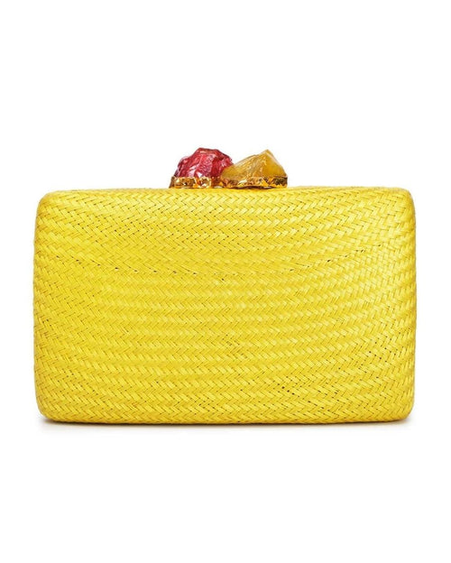 Kapre Yellow Clutch with Aura Quartz Stone