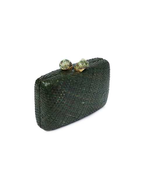 Kapre Dark Green Clutch with Green Quartz Stone