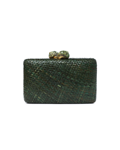 Kapre Dark Green Clutch with Green Quartz Stone