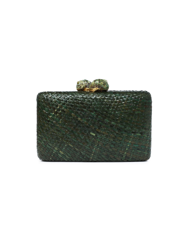 Kapre Dark Green Clutch with Green Quartz Stone
