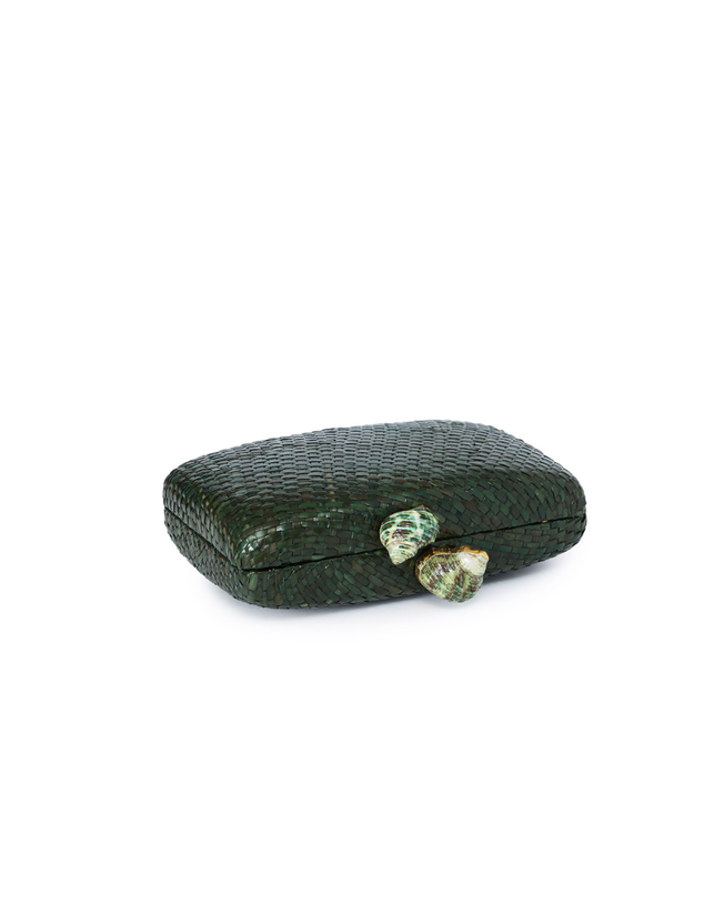Kapre Dark Green Clutch with Green Quartz Stone