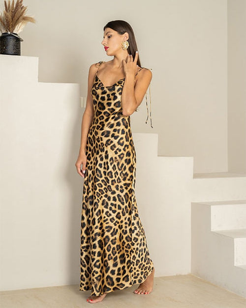 Leopard print slip dress