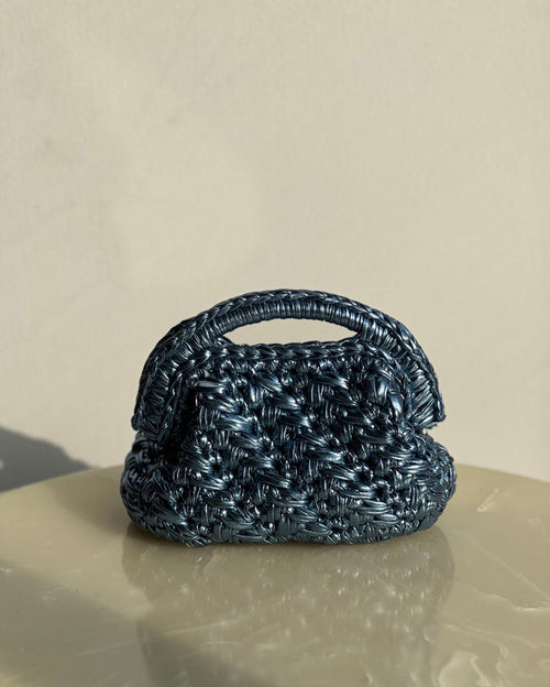 Grand Galactica Metallic Rope Light Blue Basket Bag