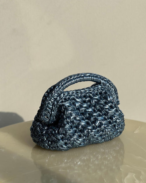 Grand Galactica Metallic Rope Light Blue Basket Bag
