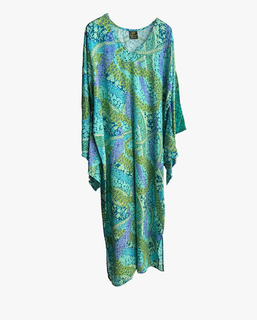 Light Blue Garden Silk Kaftan