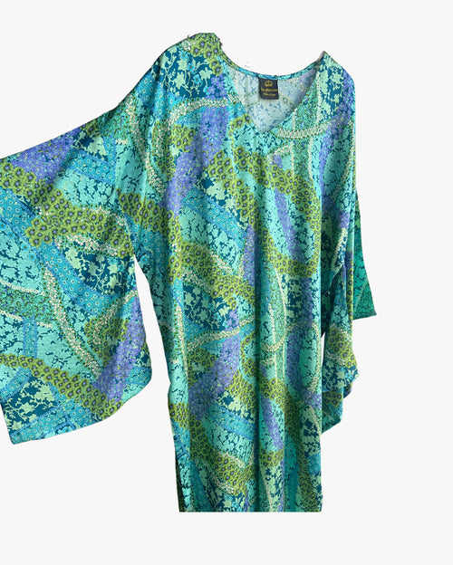 Light Blue Garden Silk Kaftan