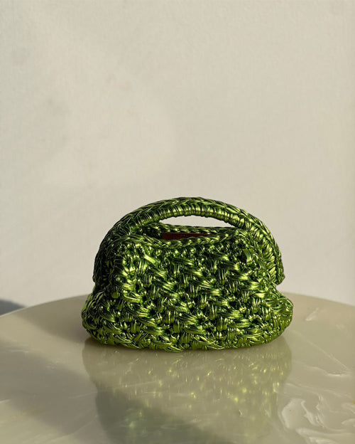Grand Galactica Metallic Rope Lime Green Basket Bag