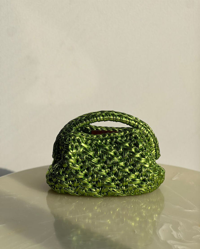 Grand Galactica Metallic Rope Lime Green Basket Bag