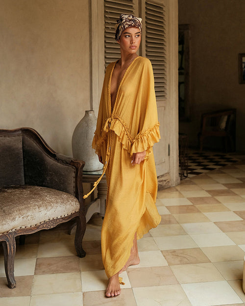 Linen Long Dress Storm Amber