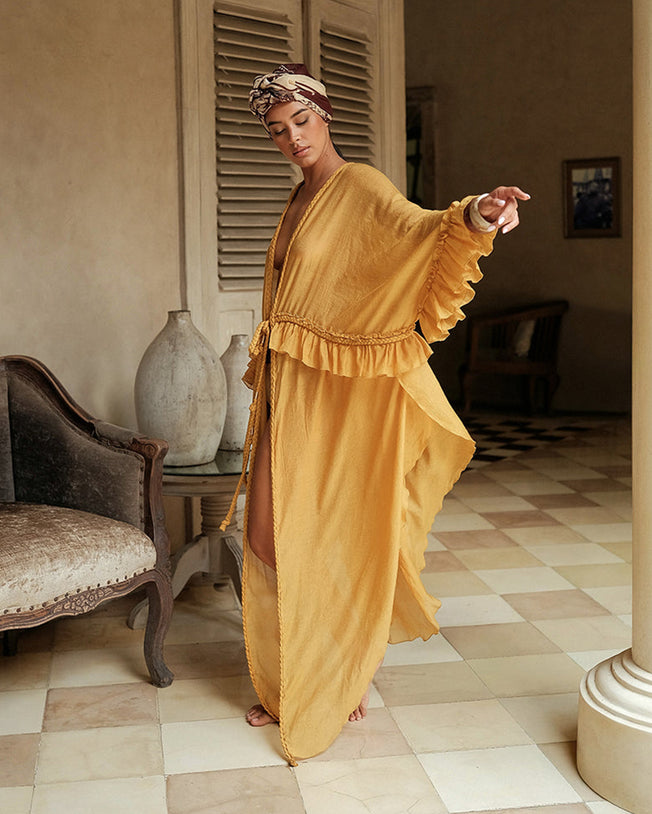Linen Long Dress Storm Amber