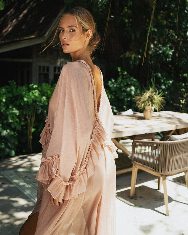 Linen Long Dress Storm Bronze