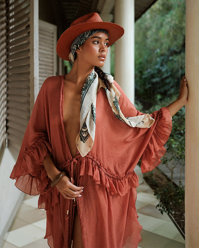 Linen Long Dress Storm Burgundy
