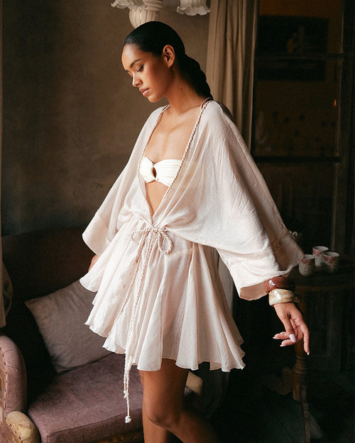 Linen Short Dress Wilderness Ivory