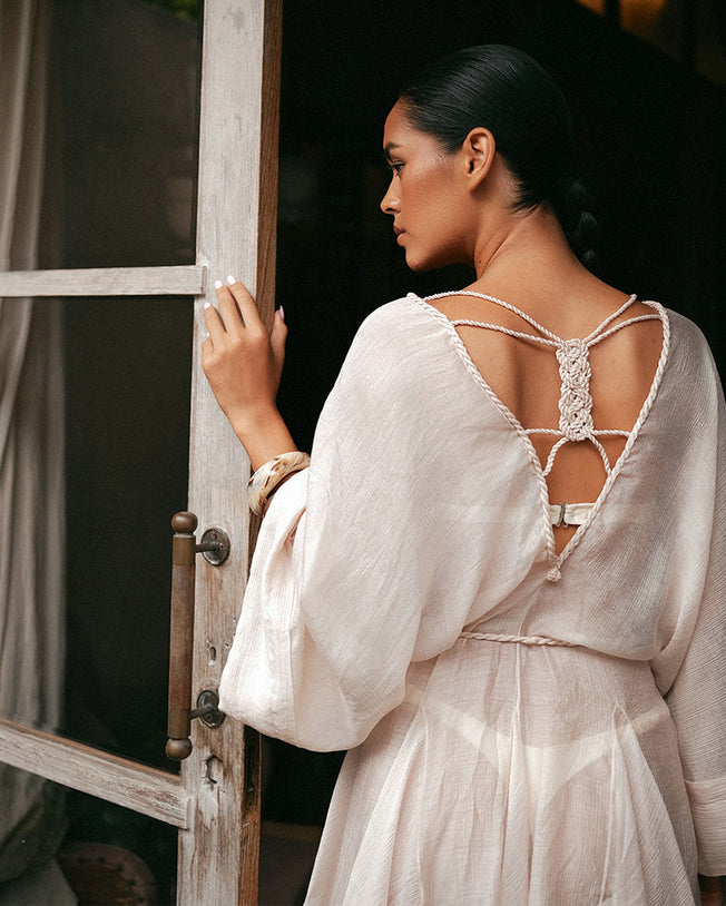 Linen Short Dress Wilderness Ivory