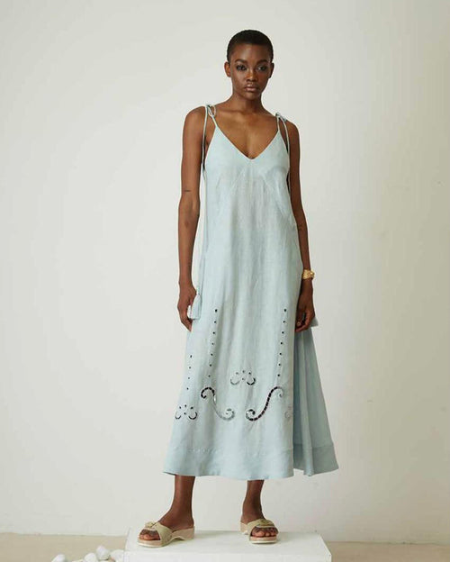 Little Venice Linen Cut Long Dress