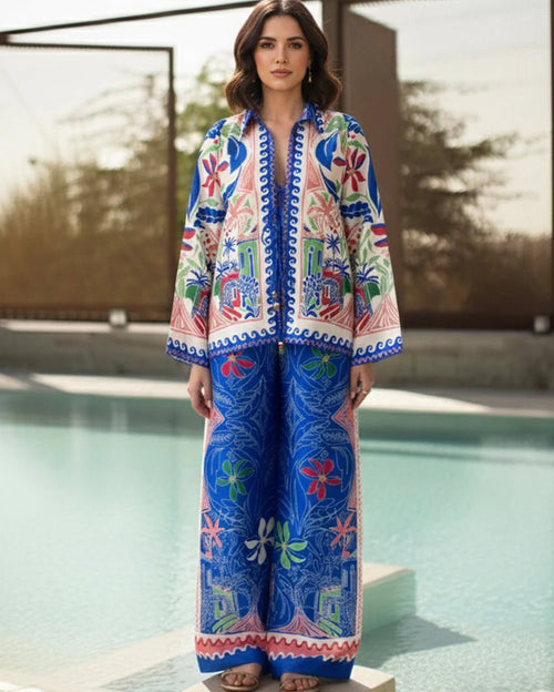 Lola Cobalt Blue Co-Ord - Long Sleeved Shirt and Pants Set